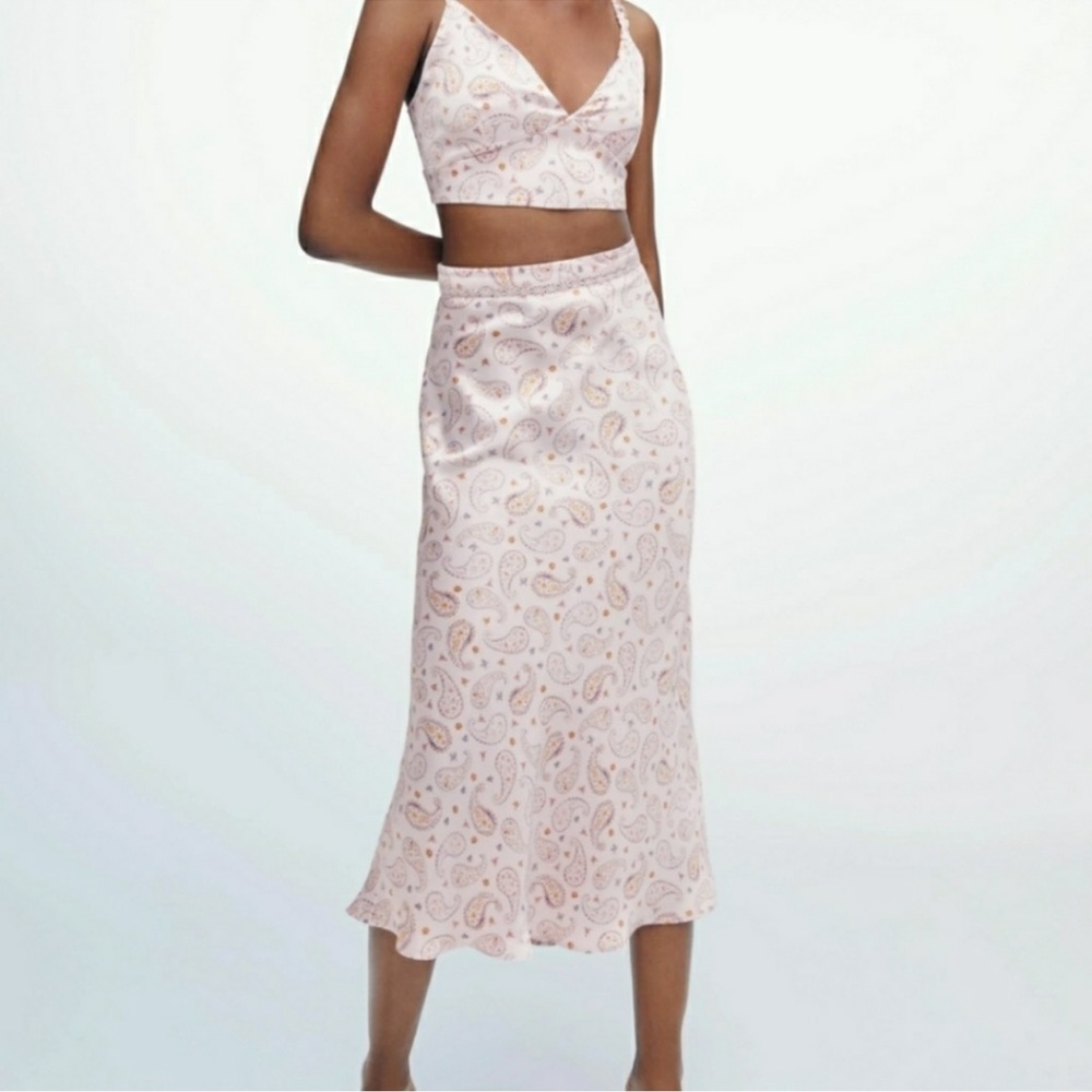 Zara Satin Pink Paisley Three-Piece Set
